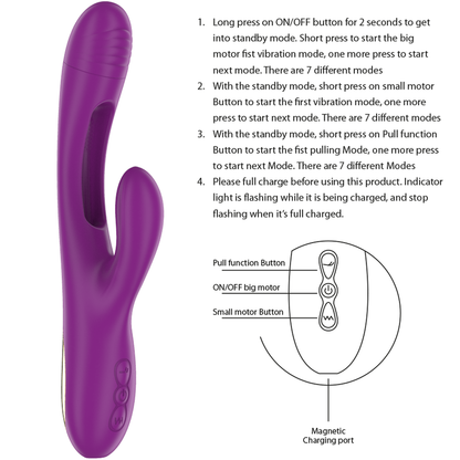 INTENSE - APOLO WIEDERAUFLADBARER MULTIFUNKTIONSVIBRATOR 7 VIBRATIONEN MIT SCHWINGBEWEGUNG LILA