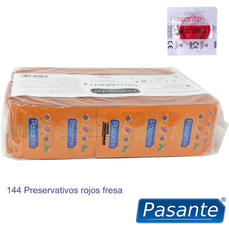 PASANTE - Kondome Geschmack Erdbeere Tasche 144 Einheiten