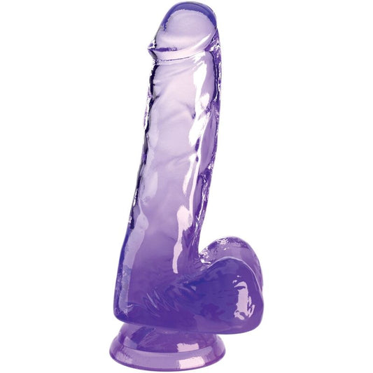 KING COCK - DURCHSICHTIGER REALISTISCHER PENIS MIT HODEN 13,5 CM LILA