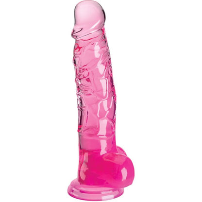 KING COCK - DURCHSICHTIGER REALISTISCHER PENIS MIT HODEN 16,5 CM ROSA