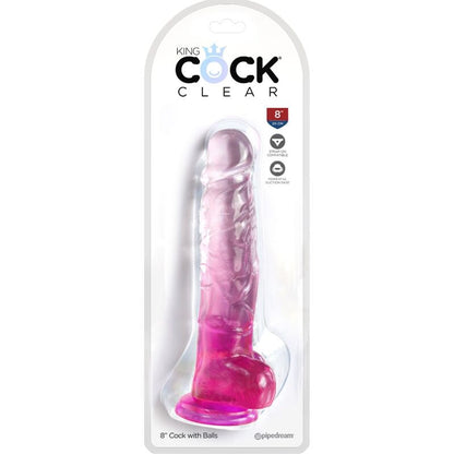 KING COCK - DURCHSICHTIGER REALISTISCHER PENIS MIT HODEN 16,5 CM ROSA