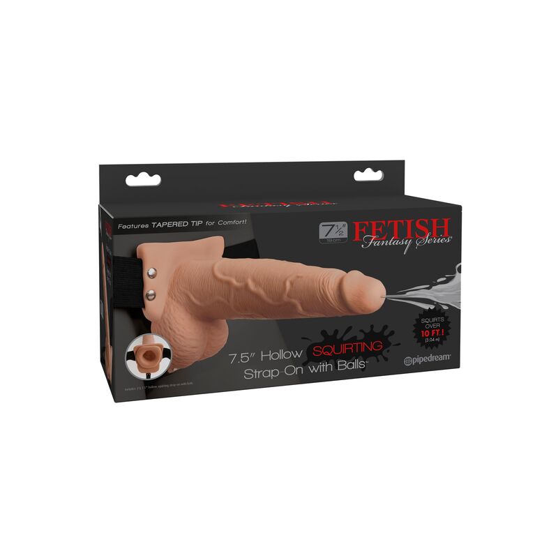 FETISH FANTASY SERIES - VERSTELLBARER HARNESS REALISTISCHER PENIS MIT SQUIRTING-HODEN 19 CM