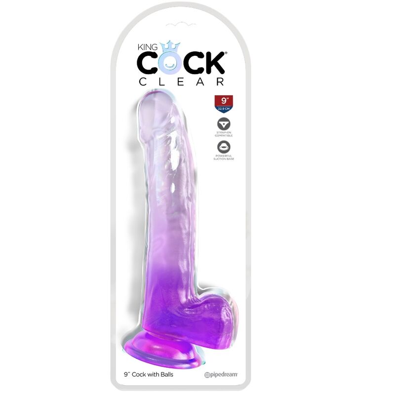 KING COCK - DURCHSICHTIGER DILDO MIT HODEN 20,3 CM LILA