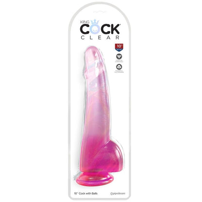 KING COCK - DURCHSICHTIGER DILDO MIT HODEN 19 CM ROSA
