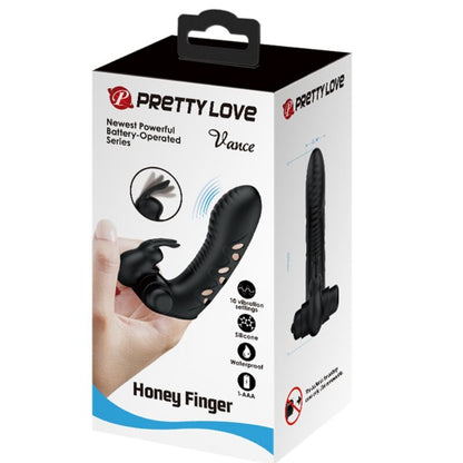 PRETTY LOVE - VANCE SCHWARZE KANINCHENVIBRATOR-FINGERABDECKUNG