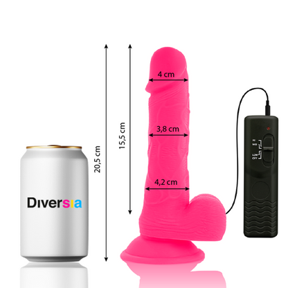 DIVERSIA - FLEXIBLER VIBRIERENDER DILDO ROSA 20,5 CM -O- 4,2 CM