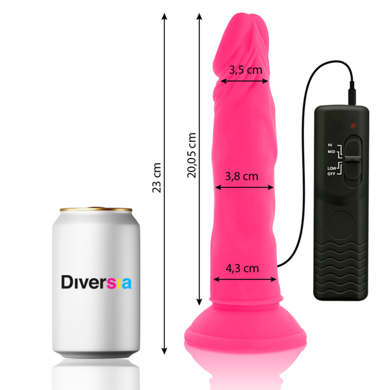 DIVERSIA - FLEXIBLER VIBRIERENDER DILDO ROSA 23 CM -O- 4,3 CM