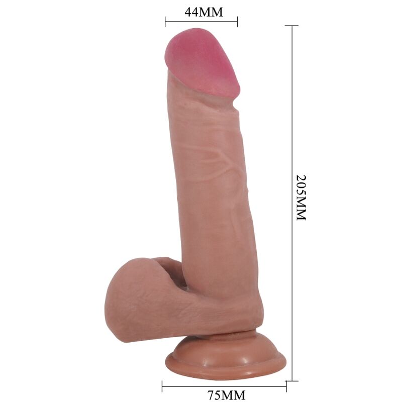 PRETTY LOVE - SLIDING SKIN SERIES REALISTISCHER DILDO MIT GLEITHAUT-SAUGNAPF BRAUN 20,5 CM