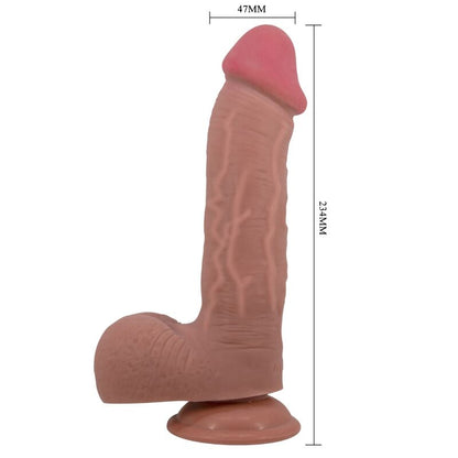 PRETTY LOVE - SLIDING SKIN SERIES REALISTISCHER DILDO MIT GLEITHAUT-SAUGNAPFER BRAUN 23,4 CM
