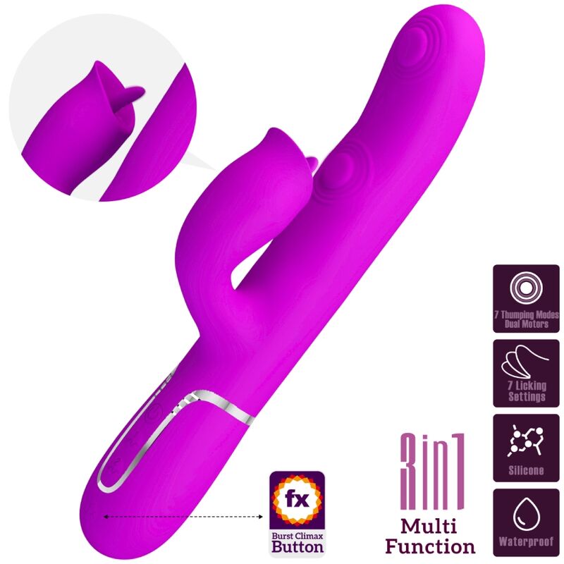 PRETTY LOVE - RABBIT VIBRATOR MIT LECKEN FUCHSIA