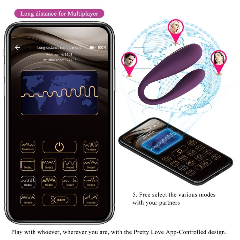 PRETTY LOVE - AUGUST REMOTE GLOBAL DOPPEL-VERGNÜGEN-VIBRATOR