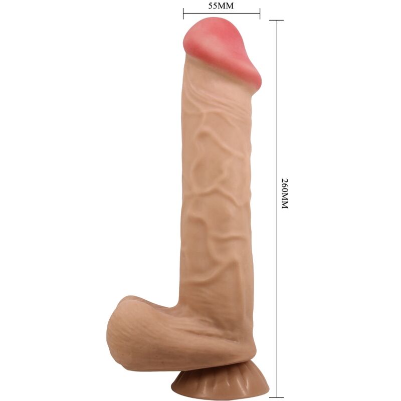 PRETTY LOVE - SLIDING SKIN SERIES REALISTISCHER DILDO MIT GLEITHAUT-SAUGNÄPFEN, HAUTFLEISCH, 26 CM