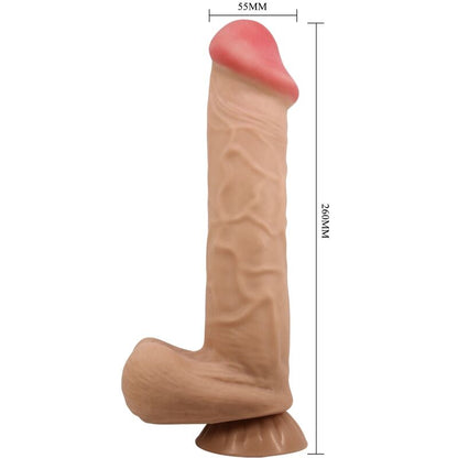 PRETTY LOVE - SLIDING SKIN SERIES REALISTISCHER DILDO MIT GLEITHAUT-SAUGNÄPFEN, HAUTFLEISCH, 26 CM