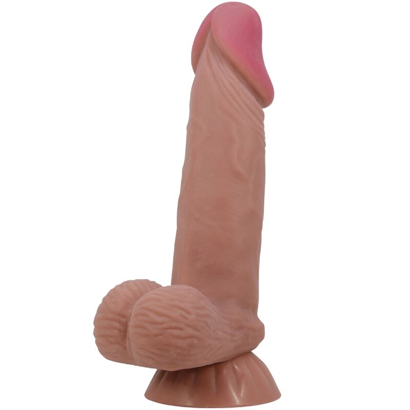 PRETTY LOVE - SLIDING SKIN SERIES REALISTISCHER DILDO MIT GLEITENDEM BRAUNEN HAUT-SAUGNAPF 19,4 CM