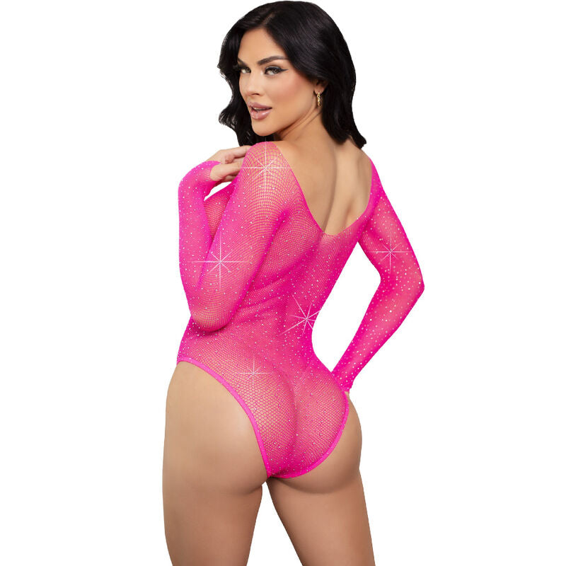 LEG AVENUE - LANGÄRMLIGER BODYSUIT MIT KRISTALLMUSTER IN SCHWARZ