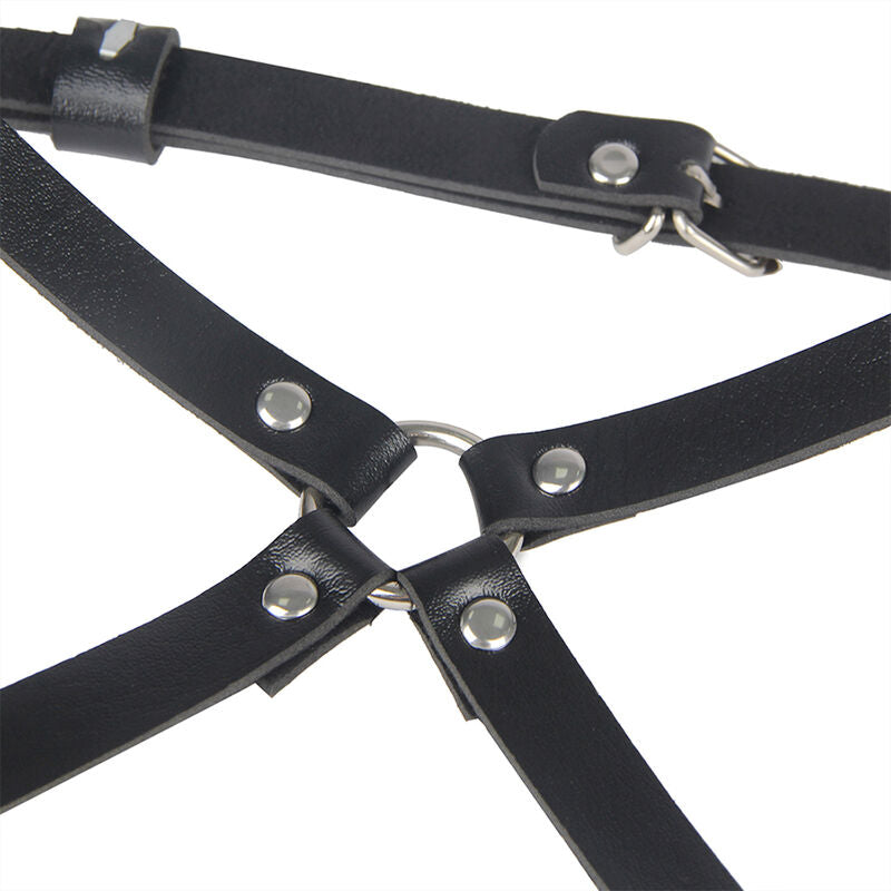 SUBBLIME - LEDER-HÜFT- UND BEINHARNESS SCHWARZ, EINHEITSGRÖSSE