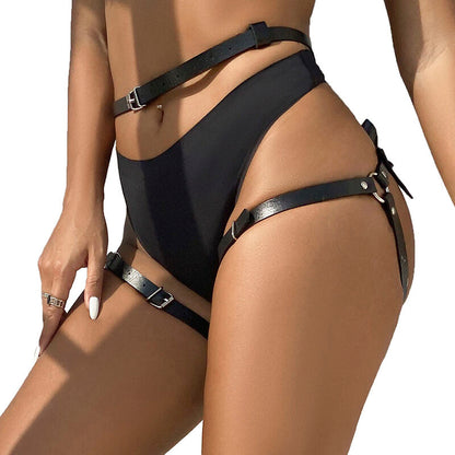 SUBBLIME - LEDER-HÜFT- UND BEINHARNESS SCHWARZ, EINHEITSGRÖSSE