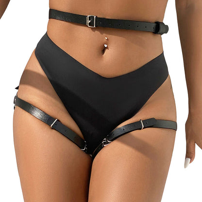SUBBLIME - LEDER-HÜFT- UND BEINHARNESS SCHWARZ, EINHEITSGRÖSSE