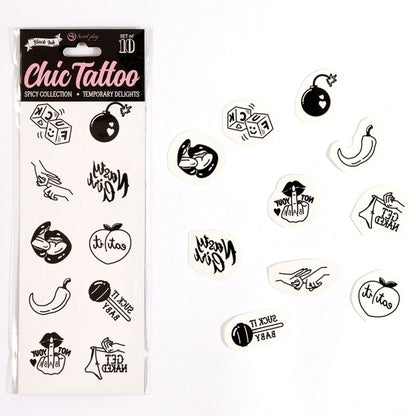 SECRET PLAY – SET MIT 10 TEMPORÄREN TATTOOS DER SPICY COLLECTION
