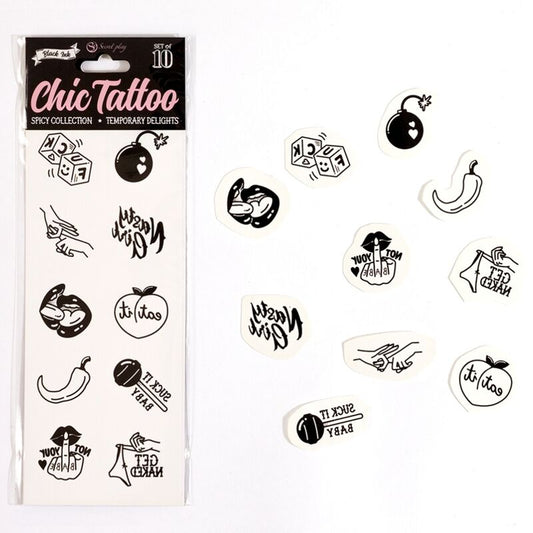 SECRET PLAY – SET MIT 10 TEMPORÄREN TATTOOS DER SPICY COLLECTION