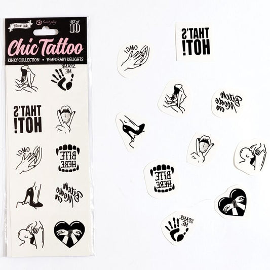 SECRET PLAY – SET MIT 10 TEMPORÄREN TATTOOS DER KINKY COLLECTION