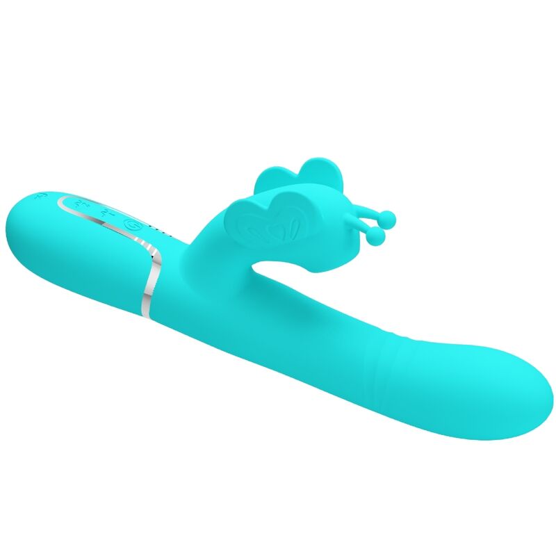 PRETTY LOVE - MULTIFUNKTIONS-RABBIT-VIBRATOR 4 IN 1 BUTTERFLY AQUA GREEN