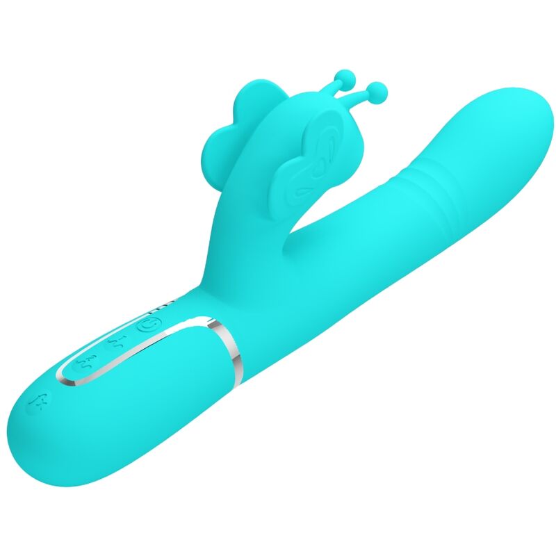 PRETTY LOVE - MULTIFUNKTIONS-RABBIT-VIBRATOR 4 IN 1 BUTTERFLY AQUA GREEN