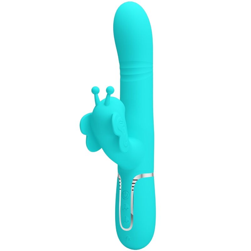 PRETTY LOVE - MULTIFUNKTIONS-RABBIT-VIBRATOR 4 IN 1 BUTTERFLY AQUA GREEN