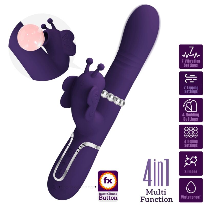 PRETTY LOVE - MULTIFUNKTIONS-RABBIT-VIBRATOR 4 IN 1 SCHMETTERLING LILA