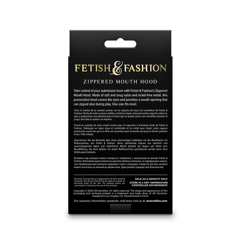NS NOVELTIES - FETISH &amp; FASHION GESCHLOSSENE MUNDHAUBE MIT REISSVERSCHLUSS NYLON SCHWARZ
