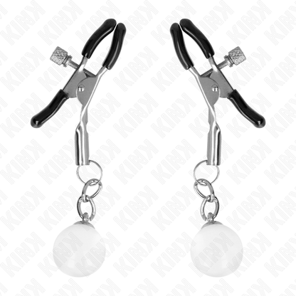KINK - GLASS BEAD NIPPLE CLAMPS SILVER 6 CM