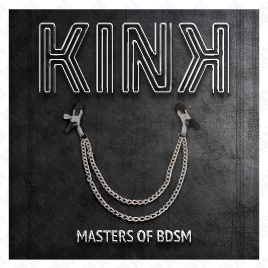 KINK - NIPPELKLAMMER MIT 2 DICKEN KETTEN SILBER 20/23 CM