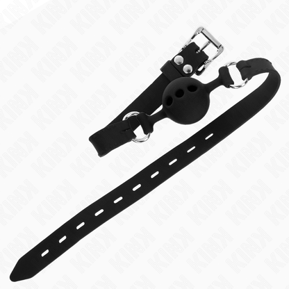 KINK - FULL SILICONE GAG 55 x 2 CM WITH 4 CM BALL SIZE S BLACK ADJUSTABLE 35-51 CM