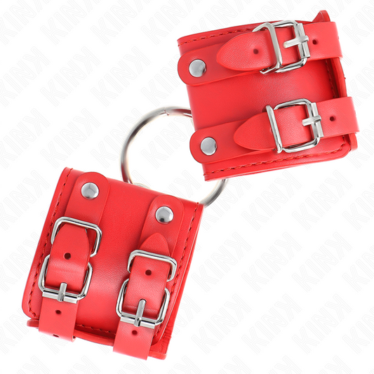 KINK - FIXE HANDGELENKFESSELN MIT RING UND NIETEN VERSTELLBAR ROT 17-22 CM X 6,5 CM