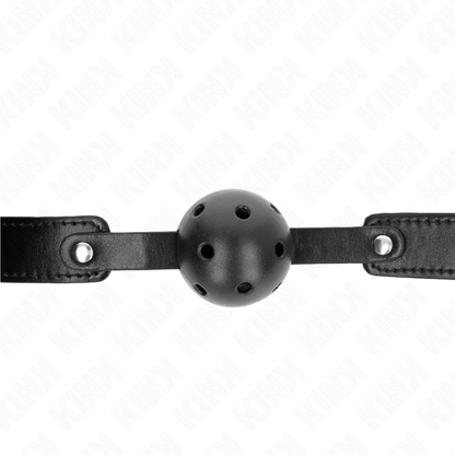 KINK - SCHWARZER ATMUNGSAKTIVER BALL 4,5 CM KNEBEL 65 x 2,5 CM