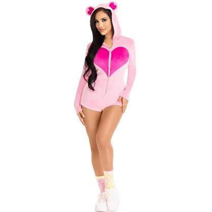 LEG AVENUE - TEDDYBÄR-SAMT-Bodysuit ROSA M