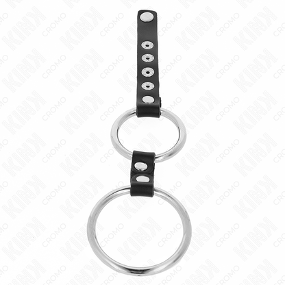 KINK - DOUBLE METAL PENIS RING 3.8 CM TO 5 CM CONNECTED WITH LEATHER