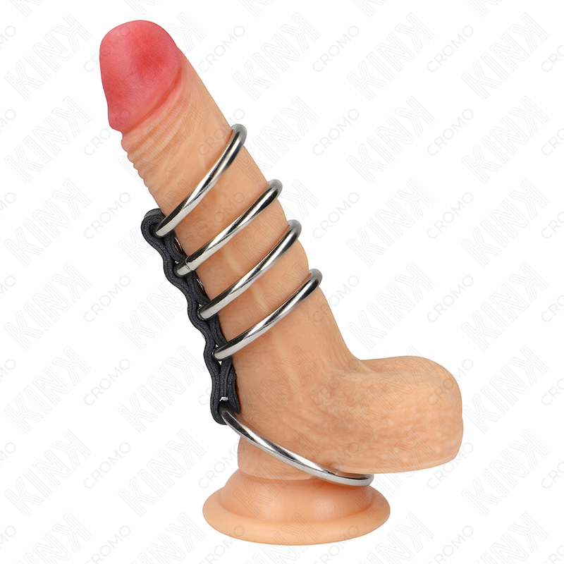 KINK - 5 PENISRINGE 3,7 CM BIS 5 CM METALL VERBUNDEN DURCH LEDER