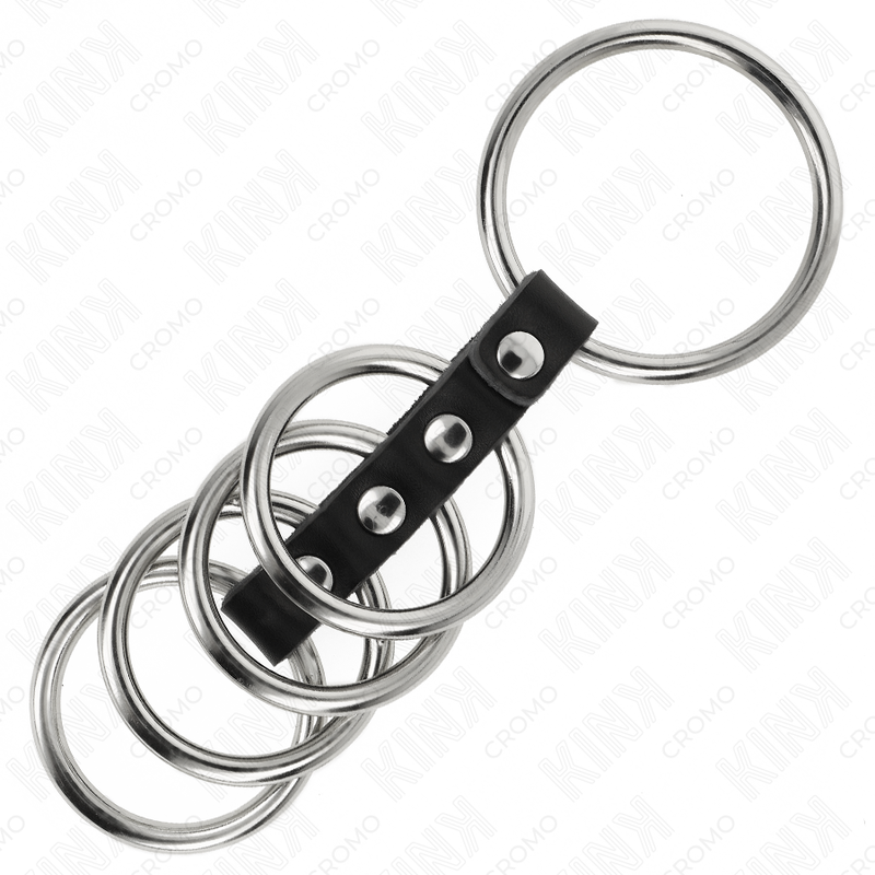 KINK - 5 PENISRINGE 3,7 CM BIS 5 CM METALL VERBUNDEN DURCH LEDER