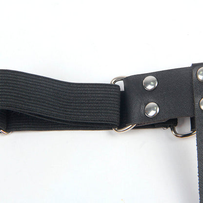 SUBBLIME - 953744 VERSTELLBARES PUNK-STRUMPFHALTER AUS LEDER SCHWARZ EINE GRÖSSE