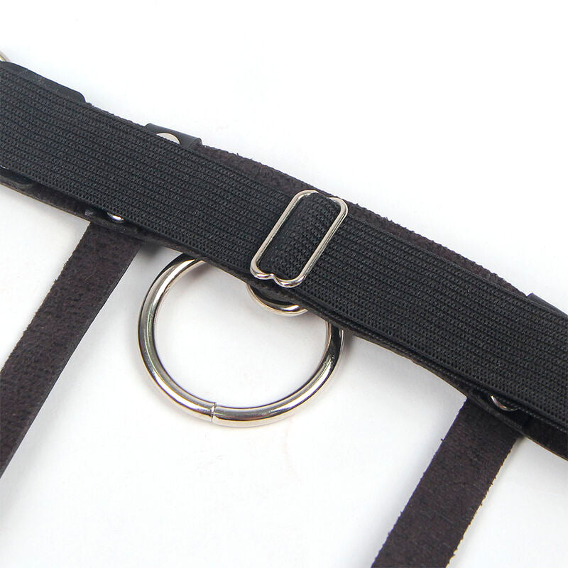 SUBBLIME - 953744 VERSTELLBARES PUNK-STRUMPFHALTER AUS LEDER SCHWARZ EINE GRÖSSE