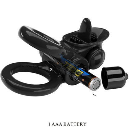 PRETTY LOVE - PASSIONATE RING DOPPEL-VIBRATIONSRING + KLITORISSTIMULATOR SCHWARZ