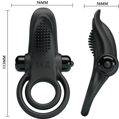 PRETTY LOVE - DOPPEL-VIBRATIONSRING + KLITORISSTIMULATOR 10 VIBRATIONEN SCHWARZ