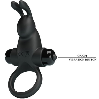 PRETTY LOVE - VIBRIERENDER RING + RABBIT-KLITORISSTIMULATOR 10 VIBRATIONEN SCHWARZ