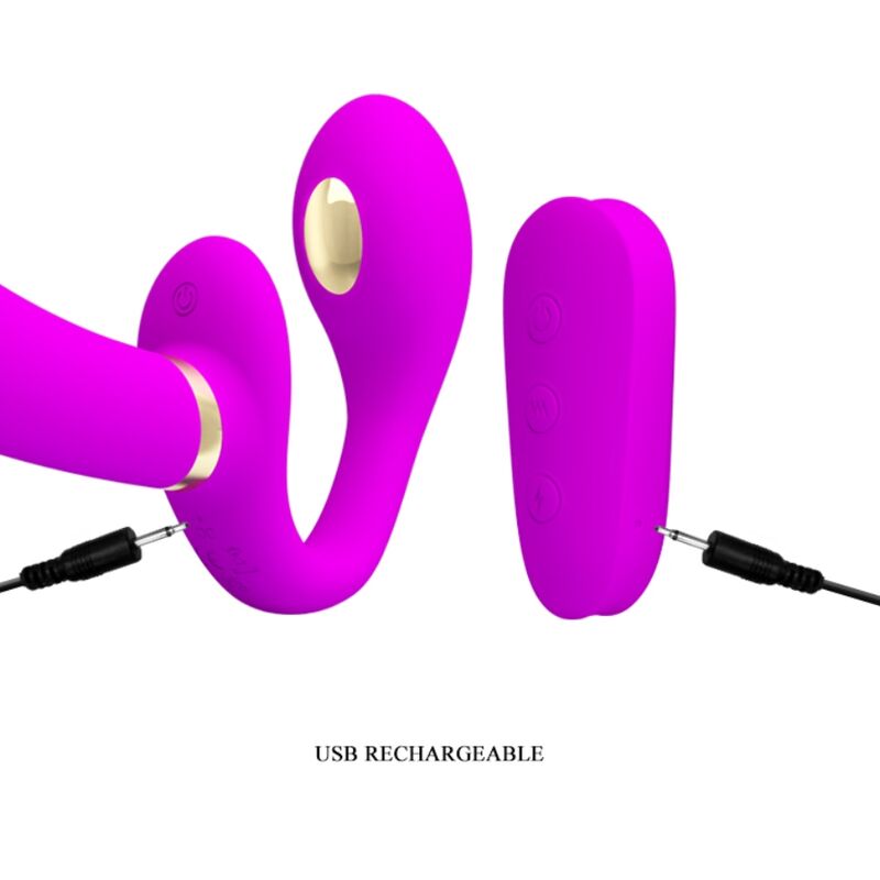 PRETTY LOVE - THUNDERBIRD DOPPELTER STRAP-ON-VIBRATOR MIT FERNBEDIENUNG LILA