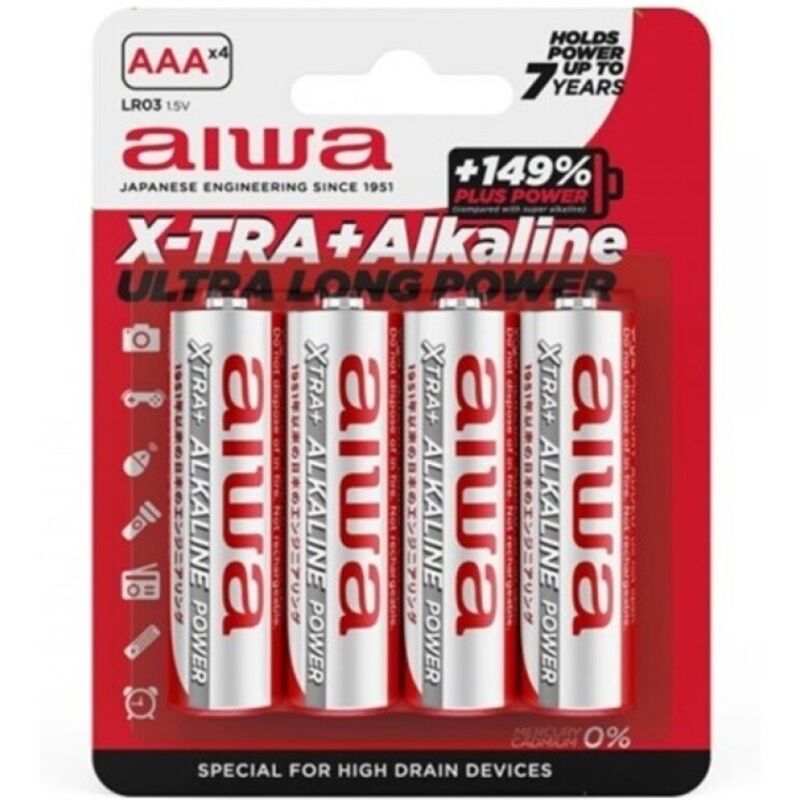 AIWA – X-TRA ALKALINE AAA ALKALINE BATTERIE LR03 BLISTER*4