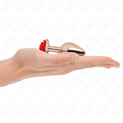 KINK - ROSA GOLDENER ANALPLUG MIT ROTER ROSE S