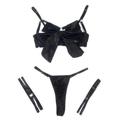 SUBBLIME - 955199 BRA SET WITH ADJUSTABLE BLACK BOW S/M
