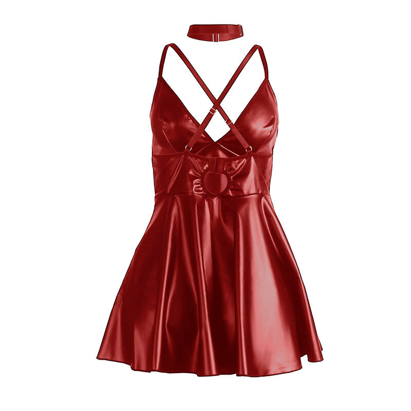 SUBBLIME - 955403 DRESS WITH BURGUNDY LEATHER STRAPS L/XL