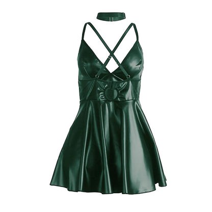 SUBBLIME - 955441 DRESS WITH GREEN LEATHER STRAPS L/XL